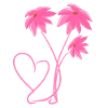 Motif Fleurs Roses Coeur Végétal