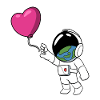 Astronaut greift nach Herzballon