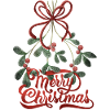 Merry Christmas lettering with mistletoe
