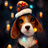 Christmas beagle on Christmas night