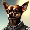 Brown Chihuahua in uniform