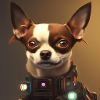 Brown Chihuahua in steampunk clothing
