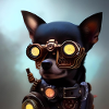 Steampunk Chihuahua with futuristic glasses