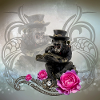 Lustiger Steampunk-Affe liest ein Buch