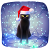 Cat wrapped in Christmas lights