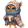 Cute owl with coffee
