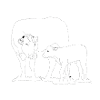 Cow with calf lineart