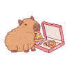 Cute Capybara Eating Pizza