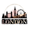 London England UK City Skyline Font Gold