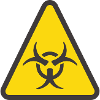 Warning label biohazard yellow