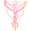Phénix farbige Strichzeichnung
