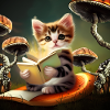 A cute kitten reading adventures