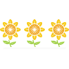 Trois tournesols dans le jardin