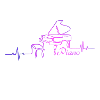 Piano line art pink heartbeat