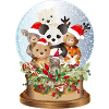 schöne nostalgische Schneekugel mit Kuscheltiere