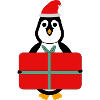 Pinguin mit Geschenk - Weihnachten