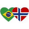 Brazil Norway Flag Heart