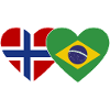Norway Brazil Flag Heart