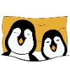 2 penguins in bed