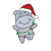Hippo Christmas Winter Animals Hippos