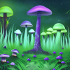 Forest of magic mushrooms