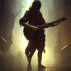 Dark guitarist portrait