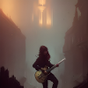 Dark guitarist woman