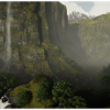 Beau paysage dans le brouillard