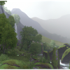 Beautiful landscape in the fog