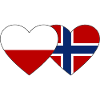 Poland Norway Flag Heart