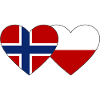 Norway Poland Flag Heart