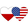 Poland USA Flag Heart