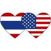 Thailand USA Flag Heart