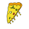 Pizza with dripping cheese