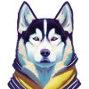 Husky with a yellow scarf