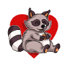 FURRY RACCOON with heart