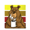 Morgenmuffel Bär mit Kaffee