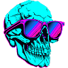 Cooler Retroschädel mit Sonnenbrille