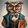Hibou habillé en bibliothécaire