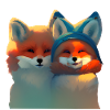 Cute happy fox
