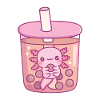 Cute Axolotl In Bubble Tea Funny