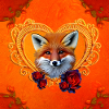 Wonderful fox head with heart