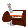 Rabbit plays piano