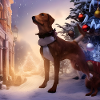 Weihnachtshund im Schnee