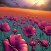 Field of pink flowers art