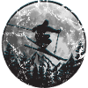 Skier Moon Mountains