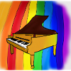 Piano en design arc-en-ciel