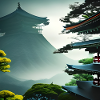 Japanese temple on the hill
