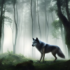 Flauschiger Wolf im Wald