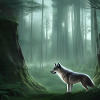 Weißer Wolf im Wald